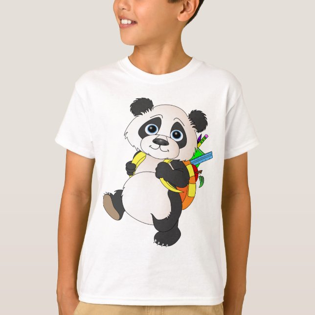 T-shirts Panda Bear com mochila (Frente)
