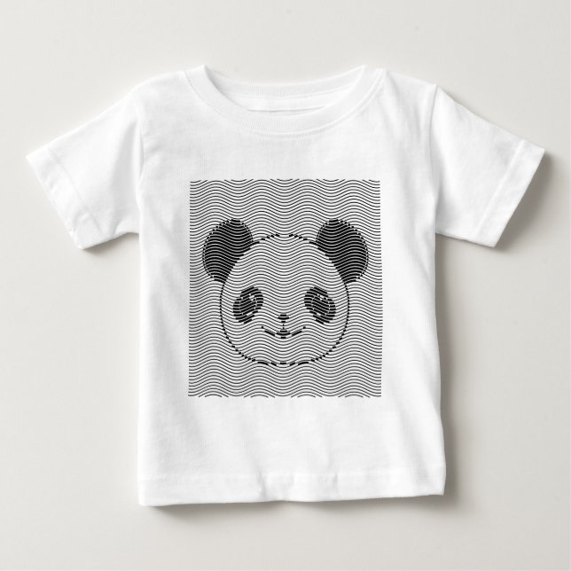 T-shirts Panda Bear Face On Wave Patterno (Frente)