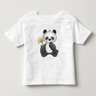 T-shirts Panda com flor amarela