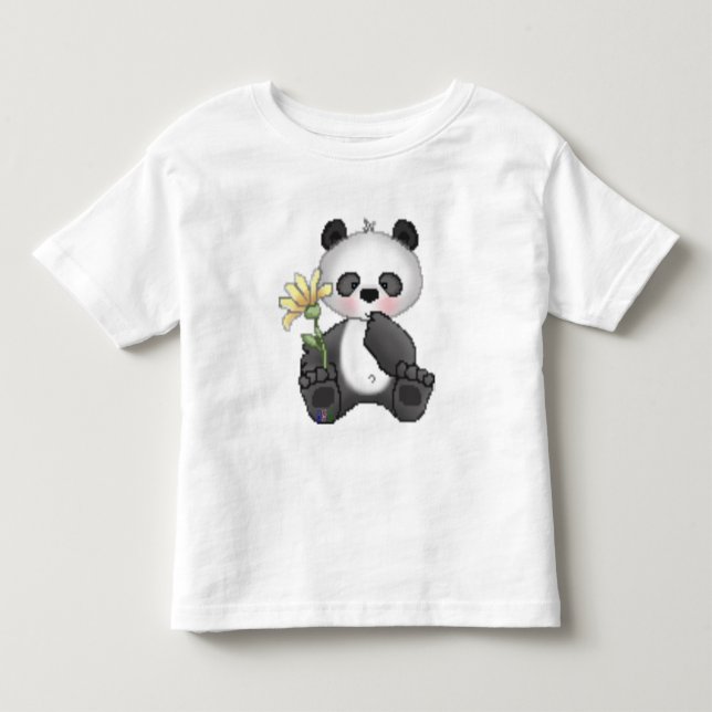 T-shirts Panda com flor amarela (Frente)