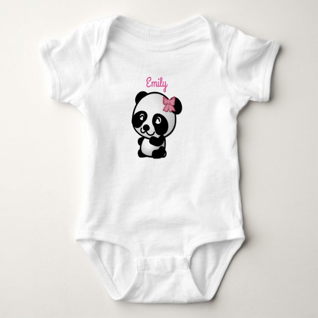 T-shirts Panda com um bebê Arco rosa (Frente)