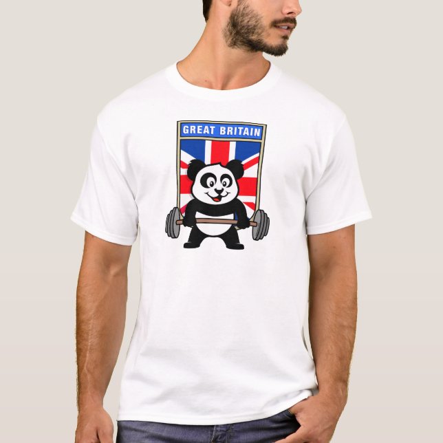 T-shirts Panda de Levantamento de Peso do Reino Unido (Frente)