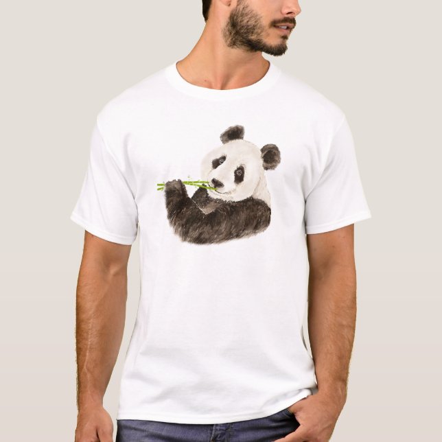 T-shirts Panda Fofa, Urso Asiático, Animal De Aquarela (Frente)