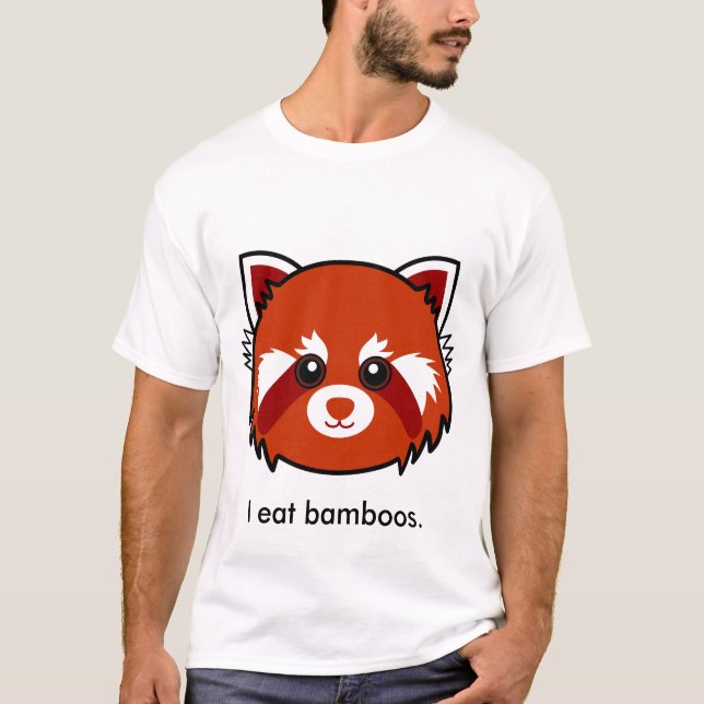 T-shirts Panda vermelha: Eu como bambus (Frente)