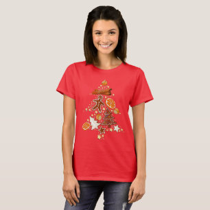 T-shirts Pão de Gengibre Férias de Natal Festivas Inverno T