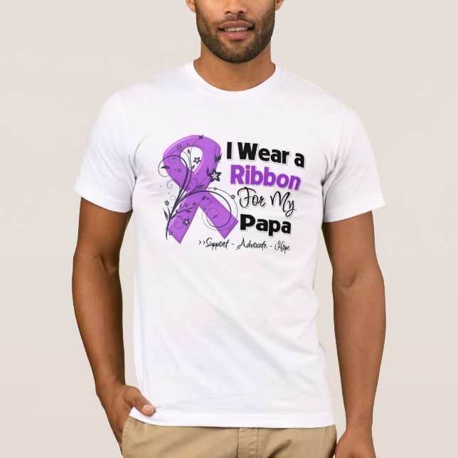 T-shirts Papa - Faixa de Cânceres de pâncreas (Frente)