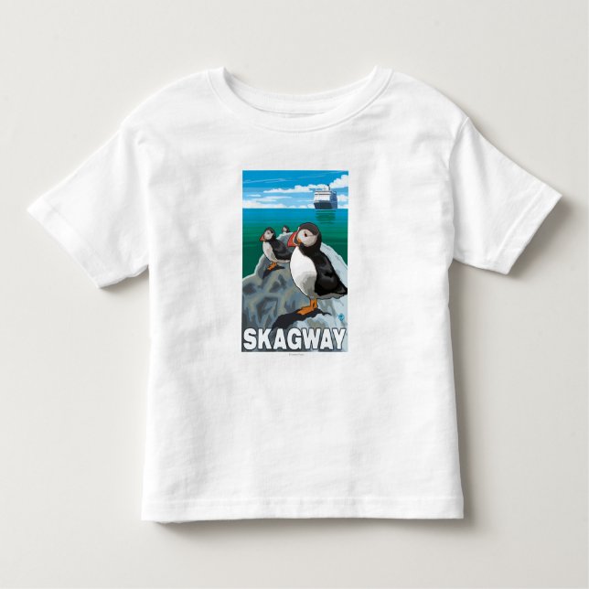 T-shirts Papagaio-do-mar & navio de cruzeiros - Skagway, (Frente)