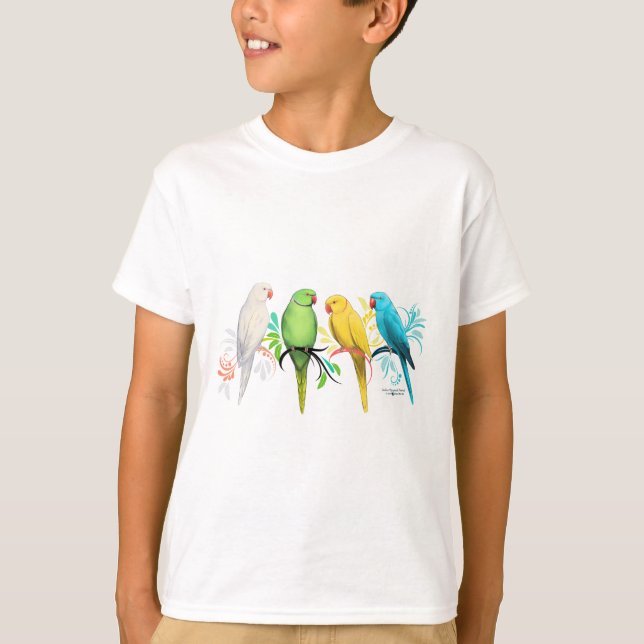 T-shirts Papagaios de Ringneck do indiano (Frente)