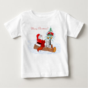 T-shirts Papai Noel com Raposa e Esquilo