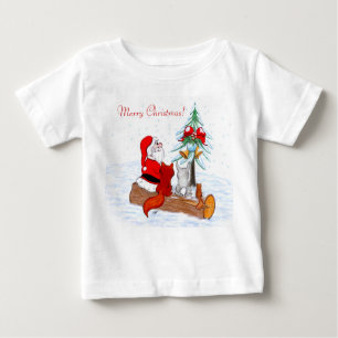 T-shirts Papai Noel com Raposa e Esquilo do Coelho