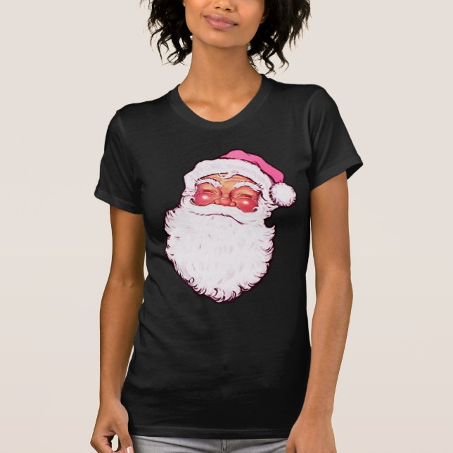T-shirts Papai Noel cor-de-rosa (Frente)