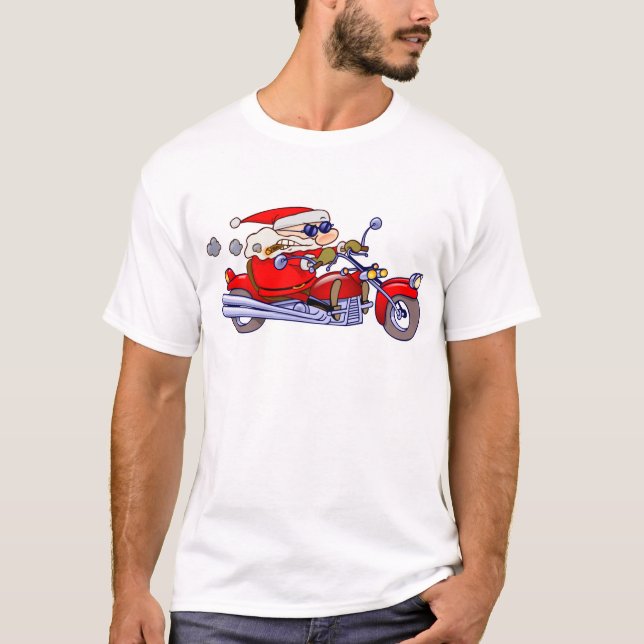 T-shirts Papai noel do motociclista (Frente)