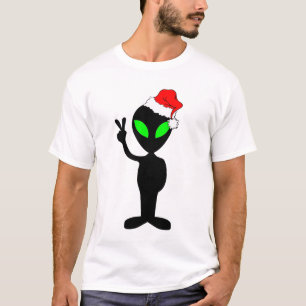 T-shirts Papai noel engraçado da alienígena da paz