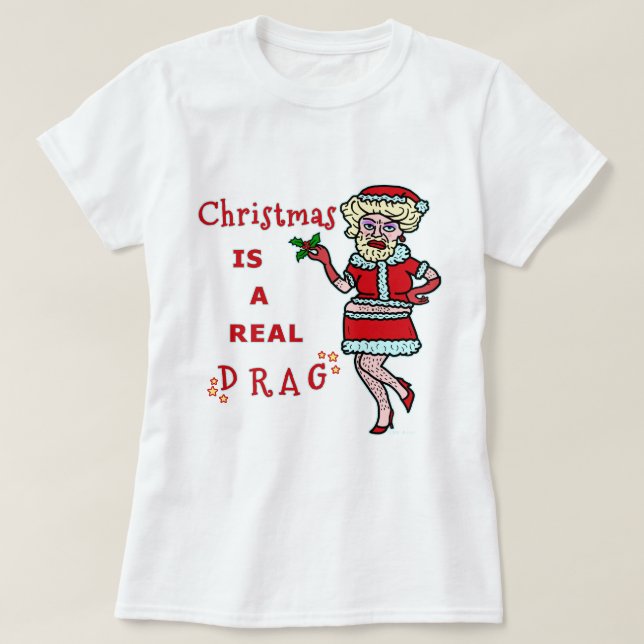 T-shirts Papai noel engraçado da farsa de Bah do Natal no (Frente do Design)
