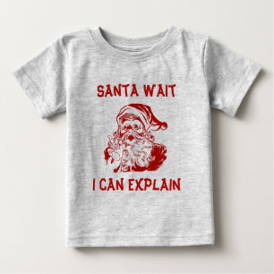 T-shirts Papai Noel espere, eu posso explicar Natal engraça