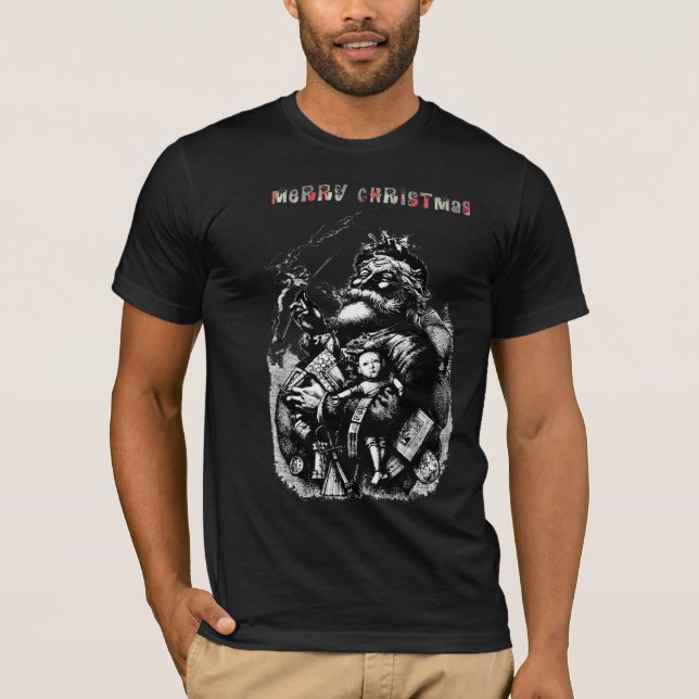 T-shirts Papai Noel idoso alegre (Frente)