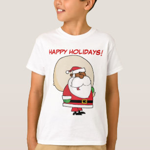 T-shirts Papai Noel Negro com Saco de Brinquedos