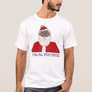T-shirts Papai Noel preto irritado, desejando lhe um Xmas