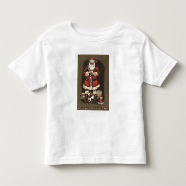 T-shirts Papai noel que enche a meia com Nutcracker (Frente)