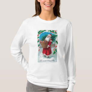 T-shirts Papai noel que guardara a cesta da cena dos