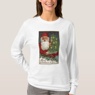 T-shirts Papai noel que guardara uma árvore iluminada por