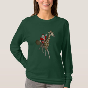T-shirts Papai Noel que monta um girafa
