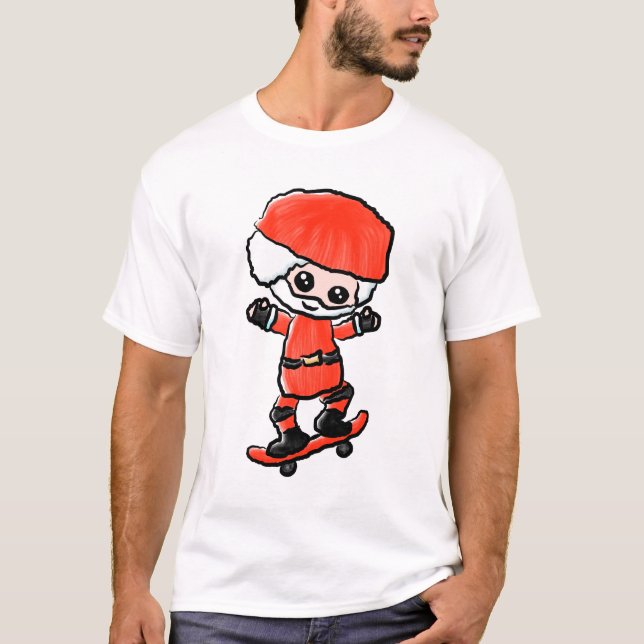 T-shirts Papai noel Skateboarding (Frente)