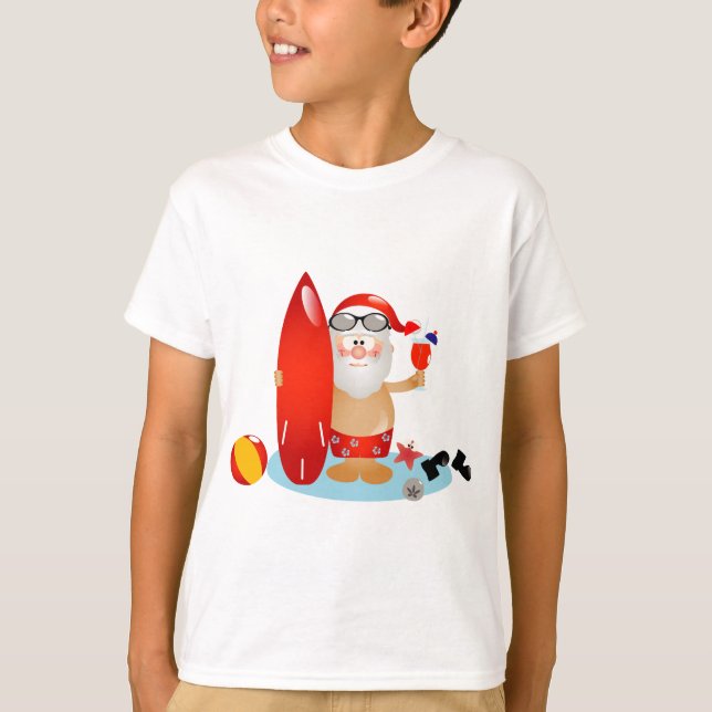 T-shirts Papai noel surfando do verão (Frente)