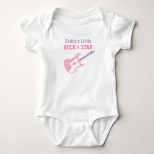 T-shirts Papai Pequena Estrela do Rock Guitarra Rosa Para B
