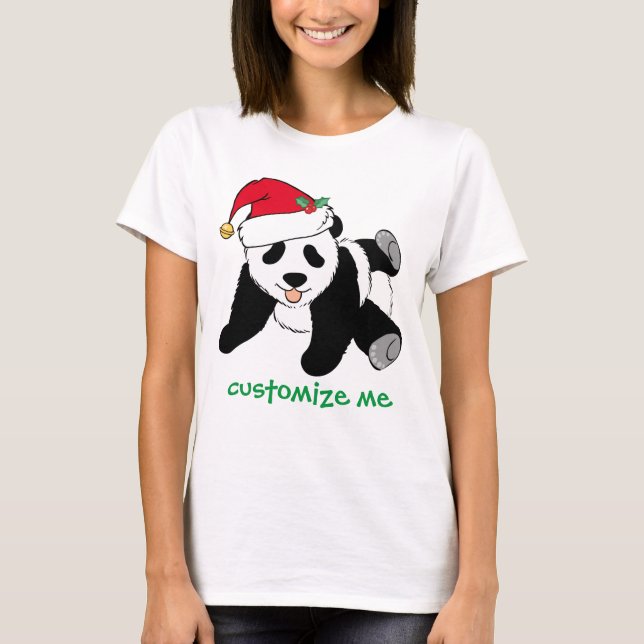 T-shirts Papais noeis de Bear Panda de Natal Personalizado (Frente)