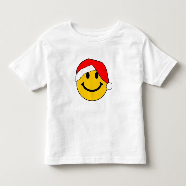 T-shirts Papais noeis de Natal bonitos Face Feliz (Frente)