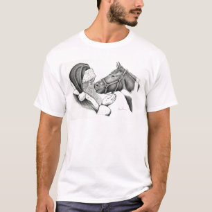 T-shirts Papais noeis de Natal e Cavalo de Pintura