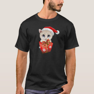 T-shirts Papais noeis de Natal Kitten com presentes
