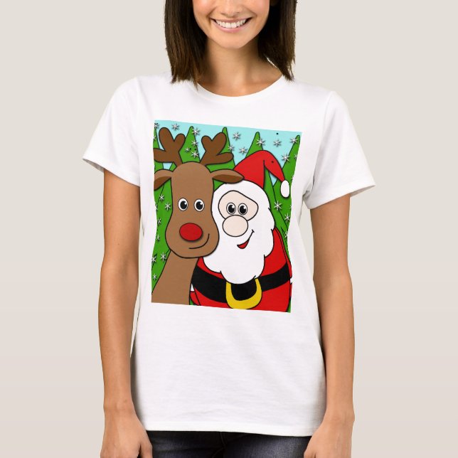 T-shirts Papais noeis e Rudolph selfie (Frente)
