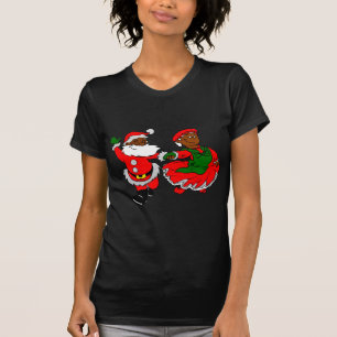 T-shirts papais noeis pretos sra. claus