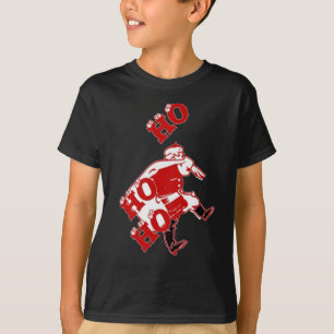 T-shirts Papais noeis vermelhos e brancos caminhando Ho Ho