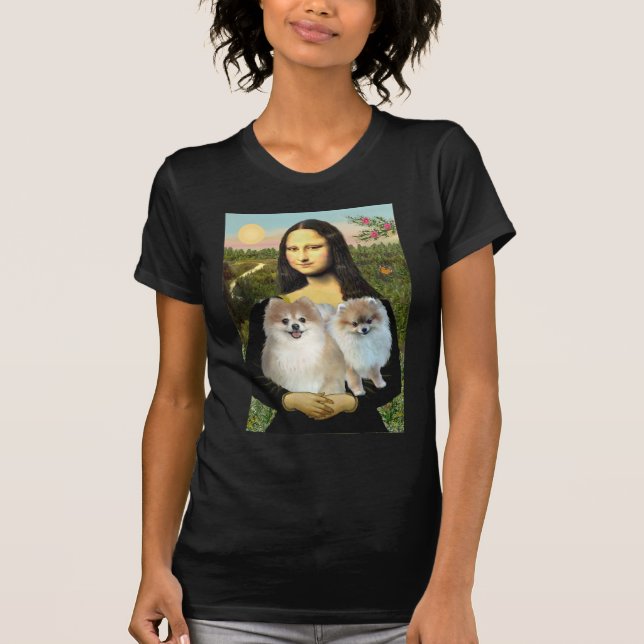 T-shirts Par de Pomerânia 3 - Mona Lisa (Frente)