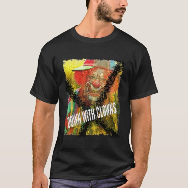 T-shirts para baixo com palhaços (Frente)
