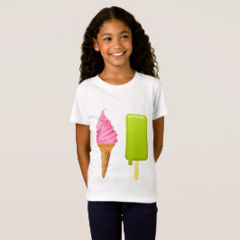 T-Shirts para Meninas - Sorvete Rosa + Picolé Verd