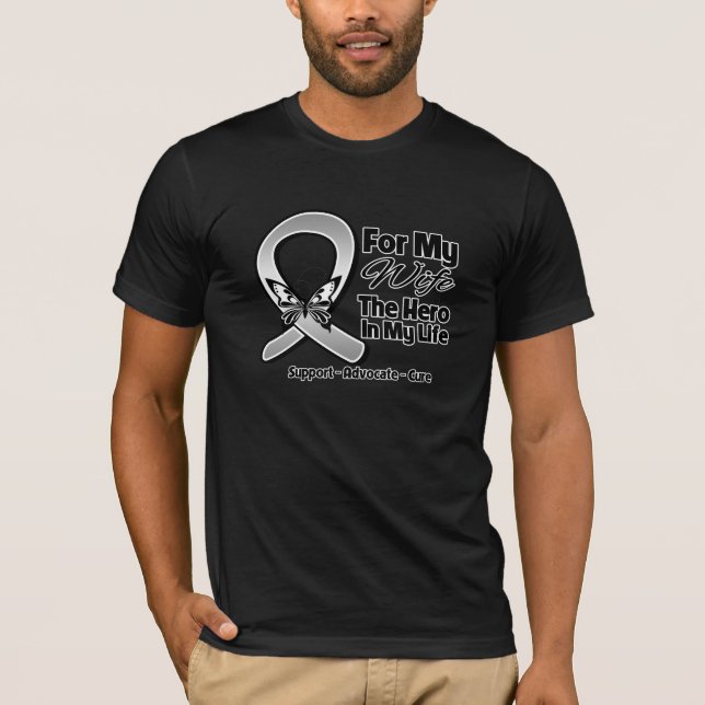 T-shirts Para Meu Herói Minha Esposa - Cancer Cerebral (Frente)