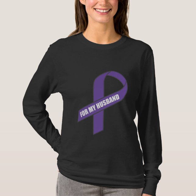 T-shirts Para meu marido (fita roxa) (Frente)