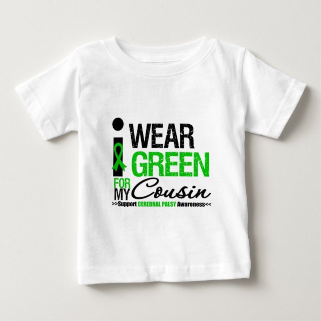 T-shirts Paralisia cerebral eu visto a fita verde para meu (Frente)