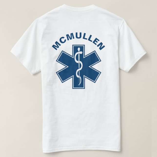 T-shirts paramédico EMT EMS Azul (Verso do Design)