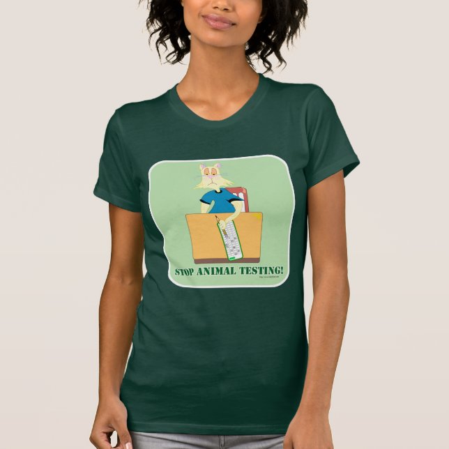 T-shirts Parem De Testar Animais! (Frente)