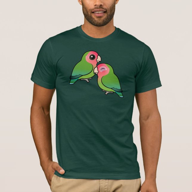 T-shirts pares adoráveis Pêssego-enfrentados do Lovebird (Frente)