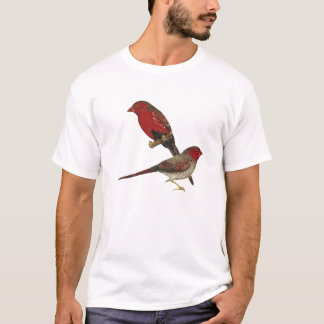 T-shirts Pares carmesins do passarinho (preto-inchado)