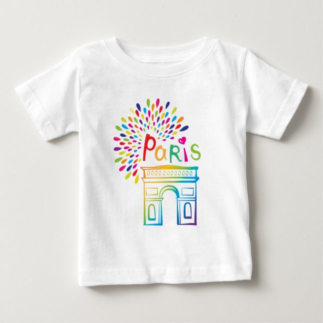 T-shirts Paris França | Arc de Triomphe | Neon Design (Frente)