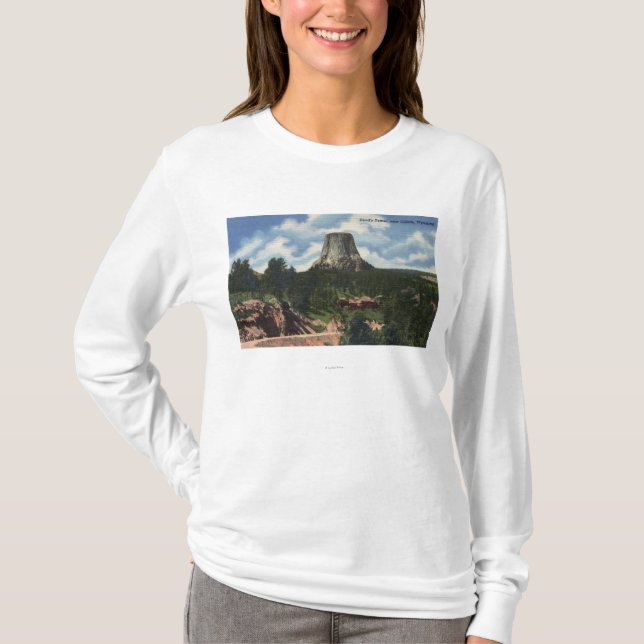 T-shirts Parque nacional de Teton, WY - a torre do diabo (Frente)