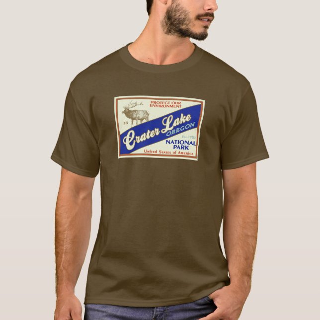 T-shirts Parque Nacional do Lago Crater (Elk) (Frente)