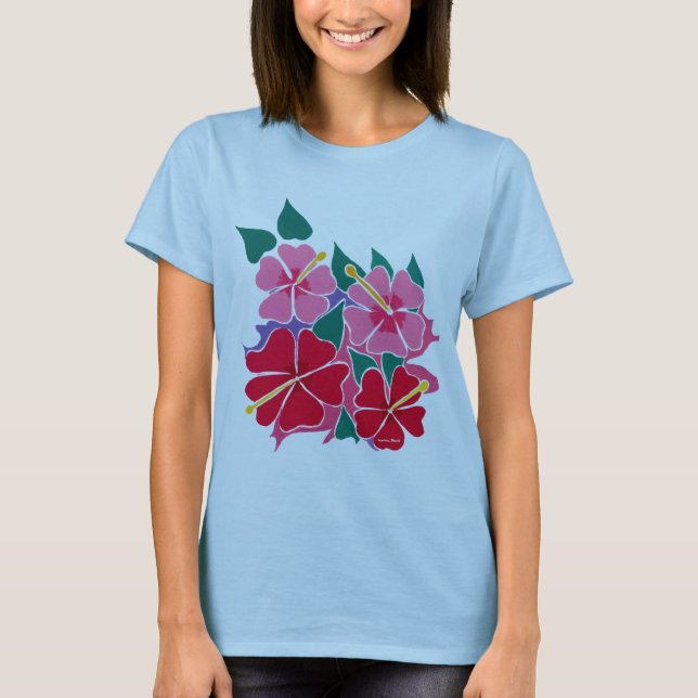 T-shirts Parte superior da arte: Flores do hibiscus da (Frente)